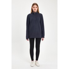Kadın Sweatshirt, Antrasit Sweatshirt, Fermuar Yakalı Sweatshirt, Oversize Sweatshirt