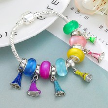 Mingjin Shop 1 18CM Tarzı No.25 Boyutu Togory Gümüş Renk Sevimli Prenses Elbise Kolye Charm Bilezik Kristal Renkli Boncuklar Bilezik Çocuklar Için Kadın Erkek Takı (Yurt Dışından)