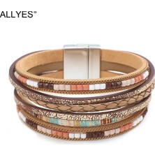 Mingjin Shop 1 Kırmızı Allyes Bohemian Örgülü Deri Bilezikler Kadınlar Için Moda El Yapımı Taklidi Charm Wrap Bilezik Bileklik Kadın Takı (Yurt Dışından)
