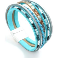 Mingjin Shop 1 Kırmızı Allyes Bohemian Örgülü Deri Bilezikler Kadınlar Için Moda El Yapımı Taklidi Charm Wrap Bilezik Bileklik Kadın Takı (Yurt Dışından)