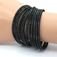 Mingjin Shop 1 No.10 Boyutu Xqnı Yeni Moda Gök Mavisi Kristal Deri Bilezik Trendy Mozaik Taklidi Claarm Kadın Bilezik Takı Kadın (Yurt Dışından)