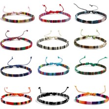 Mingjin Shop 1 No.1 Boyutu 100% El Yapımı Bohemian Renkli Pamuk Keten Dokuma Bilezik Kadın Erkek Için Basit Çok Yönlü Dostluk Halat Bilezik Ayarlanabilir (Yurt Dışından)