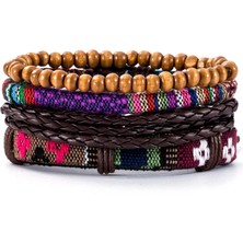 Mingjin Shop 1 Ayarlanabilir Stil A7 3-Ets Vintage Çapa, Yaprak, Baykuş Bilezikler Erkekler Için Moda Siyah Deri Bilezik ve Bilezikler Çok Katmanlı Geniş Wrap Takı (Yurt Dışından)