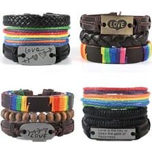 Mingjin Shop 1 No.2 Boyutu Gökkuşağı Lezbiyenler Biseksüeller Transseksüel Bilezikler Erkekler Kadınlar Için Eşcinseller Gurur Dokuma Örgülü Bilezikler Erkekler Çift Dostluk Takı (Yurt Dışından)