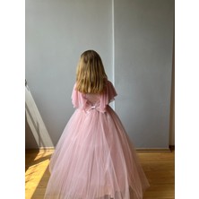 Taha Kids Güllü Prenses Kız Çocuk Abiye Pudra