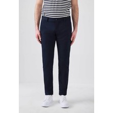 D'S Damat Slim Fit Lacivert Armürlü Yan Beli Lastikli Esnek Likralı Yandan Cepli Chino Pantolon 2HCC3ORT20001