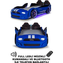 Ferraminii Mavi Arabalı Yatak Kapıları Açılan Mustang Full Ledli Kumandalı ve Müzikli
