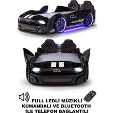 Ferraminii Siyah Arabalı Yatak Kapıları Açılan Mustang Full Ledli Kumandalı ve Müzikli