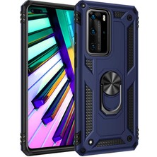 Tasopay Huawei P40 Pro Uyumlu Kılıf Soldier Korumalı Yüzüklü ve Mıknatıslı Tpu Gövde Kılıf