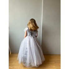 Taha Kids Güllü Prenses Kız Çocuk Abiye Elbise Gri