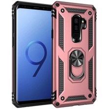 Tasopay Samsung Galaxy S9 Plus Uyumlu Kılıf Soldier Korumalı Yüzüklü ve Mıknatıslı Tpu Gövde Kılıf