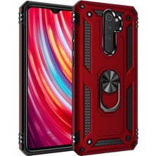 Tasopay Xiaomi Redmi Note 8 Pro Uyumlu Kılıf Soldier Korumalı Yüzüklü ve Mıknatıslı Tpu Gövde Kılıf