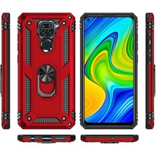 Tasopay Xiaomi Redmi Note 9 Uyumlu Kılıf Soldier Korumalı Yüzüklü ve Mıknatıslı Tpu Gövde Kılıf