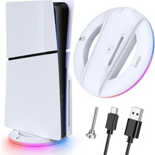 Eddyscale Ps5 Slim Aksesuarı Için LED Dikey Stand, 14 Işık Modlu Yükseltilmiş Stand, Playstation 5 Slim Konsol Için Vidalar ve USB C Kablosu ile Disk/dijital - Ps5 Konsoluna Uymaz (Yurt Dışından)