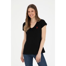 U.S. Polo Assn. Kadın Siyah Basic T-Shirt 50285849-VR046