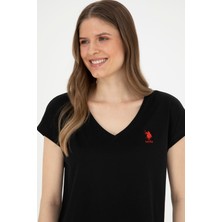 U.S. Polo Assn. Kadın Siyah Basic T-Shirt 50285849-VR046