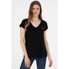 U.S. Polo Assn. Kadın Siyah Basic T-Shirt 50285849-VR046
