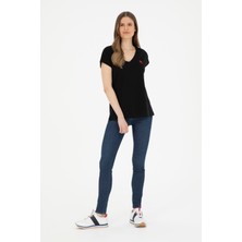 U.S. Polo Assn. Kadın Siyah Basic T-Shirt 50285849-VR046