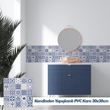 Boss Tape Kendinden Yapışkanlı Banyo Mutfak Fayans Kaplama Indigo Pvc Karo 30x30cm (0,36 M²)