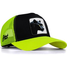 BlackBörk V1 Trucker Panter - 4 Kod Logolu Unisex Neon Siperli Neon-Siyah Şapka (Cap)