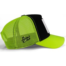 BlackBörk V1 Trucker Panter - 4 Kod Logolu Unisex Neon Siperli Neon-Siyah Şapka (Cap)