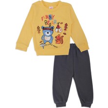 Bebelop Erkek Bebek Hayvan Baskılı Yazılı 2'li Alt Üst Eşofman Takımı