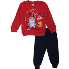 Bebelop Erkek Bebek Hayvan Baskılı Yazılı 2'li Alt Üst Eşofman Takımı