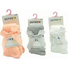 Defne Baby 3'lü Kurdele Aksesuarlı Kız Külotlu Çorap Yumuşak Pamuk Malzeme ile Konfor
