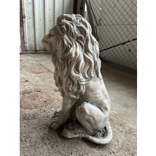 Libre Design Dekoratif 53CM Gri Aslan Heykeli Bahçe Dekorasyonu Biblo