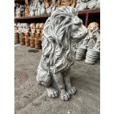 Libre Design Dekoratif 53CM Gri Aslan Heykeli Bahçe Dekorasyonu Biblo