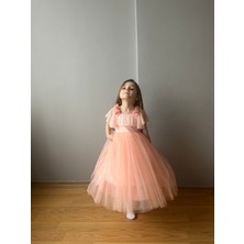 Taha Kids Güllü Prenses Kız Çocuk Abiye Somon