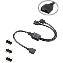 Coolmoon 2 Port 5V 3pin Argb LED Splitter Çoklayıcı Kablo, Uzatma Kablosu (1 Dişi To 2 Dişi) - Siyah