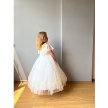 Taha Kids Güllü Prenses Kız Çocuk Abiye Beyaz