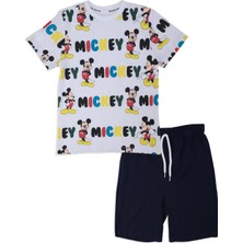 Bebelop Mickey Mouse Baskılı Yazlık 2'li Alt Üst Şort Takım Erkek Çocuk Rahat ve Nefes Alabilir