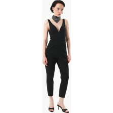 Rivus Kalın Askılı Cigarette Paça Tulum - Siyah