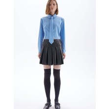 Rivus Kravat Aksesuarlı Kısa Koton Gömlek - Mavi