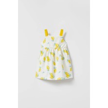 Lolipop Kids Store Kız Çocuk Limon Desenli Pamuklu Elbise