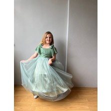 Taha Kids Güllü Prenses Kız Çocuk Abiye Yeşil