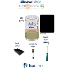 Bianca Stella Boya Seti (Bianca Stella Boya- Kadife Rulo - Ipek Fırça - Boya Kabı) – Siyah