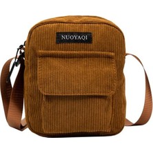 Qiuming Shop No.2 Tarzı Kadın Kadife Omuz Çantaları Çizgili Kumaş Kumaş Çanta Rahat Zip Tote Kanvas Crossbody Çanta Bayanlar Için Sevimli Alışveriş Çantası (Yurt Dışından)