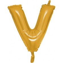 Kidspartim V Harf Altın Folyo Balon 34 Inc 80 cm