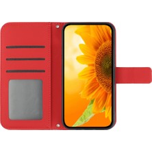 4U Sky Xiaomi Redmi A3 Cüzdan Kılıf Ayçiçeği Çanta Flip Deri Telefon Kapağı-Kırmızı (Yurt Dışından)