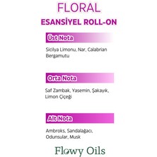 Flowy Oils Floral Doğal Karışım Esansiyel Yağ Uçucu Yağ Karışımı Etkili Koku, Esans Doğal Roll-On 10ML