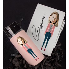 Ejoya Kişiye Özel Karikatür Tasarım Defter Kalem Matara Hediye Seti 96386