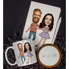 Ejoya Kişiye Özel Karikatür Tasarım Defter Kalem Kupa ve Bardak Altlığı Hediye Seti 96270