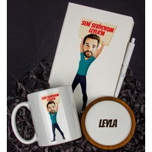 Ejoya Kişiye Özel Karikatür Tasarım Defter Kalem Kupa ve Bardak Altlığı Hediye Seti 96212