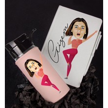 Ejoya Kişiye Özel Karikatür Tasarım Defter Kalem Matara Hediye Seti 96427