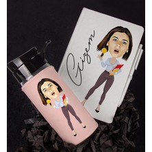 Ejoya Kişiye Özel Karikatür Tasarım Defter Kalem Matara Hediye Seti 96406