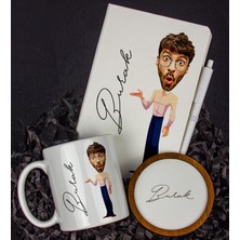 Ejoya Kişiye Özel Karikatür Tasarım Defter Kalem Kupa ve Bardak Altlığı Hediye Seti 96140