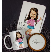 Ejoya Kişiye Özel Karikatür Tasarım Defter Kalem Kupa ve Bardak Altlığı Hediye Seti 96330